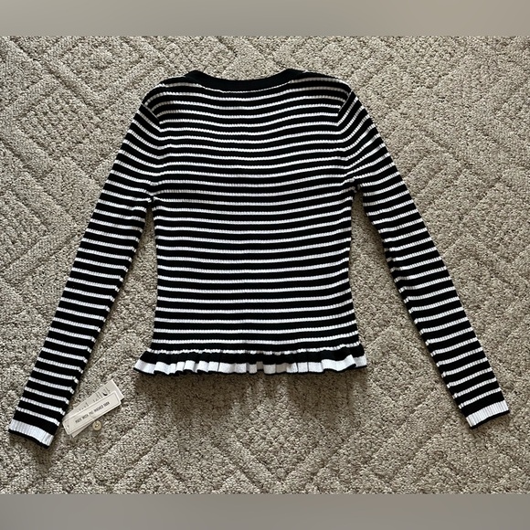 Nanette Lepore Black & White Striped Cardigan Top NWT - Picture 8 of 8